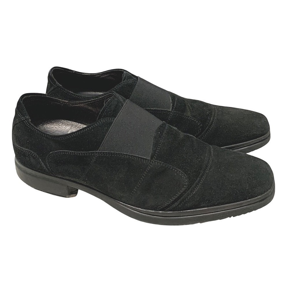 Bacco Bucci Suede Loafers Shoes Mens 8.5 Black Slip On Dress Formal Classic